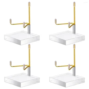 Mücevher Torbaları 4 PCS Ayarlanabilir Metal Kol Ekran Akrilik Base Rock Tutucu Altın