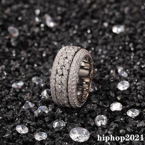 Rotatable Diamond Ring Fashion Hip Hop Ring Jewelry Mens Gold Silver Rings Iced Out Rings256e