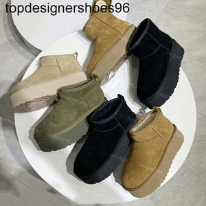 Neue Herren Womens Boots Senf Saatgutschuhen Plattform Australien Modemarke Designerin Dicker Sohle echter Lederflausch Maultiere warme Winter Herren Womens Booties