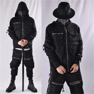 Herren Hoodies Sweatshirts Guochao Dark Ninja Kleidung Multipocket Funktions Hoodie Herren lose Reißverschlussjacke taktischer Hoodie 231219