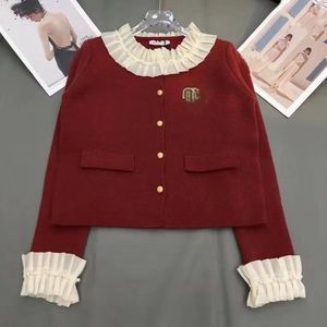 Designer Fashion Knitwear Women's Lace Round Neck Letter Knit Twist Embroidery Solid Color Long Sleeve Shirt Casual Top