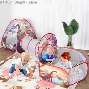 Tende giocattolo fumetto di dinosauri tenda per bambini portatile 3 in 1 box per la tenda da spiaggia di tipi per bambini in giardino da giardino ball ball pool Q231220