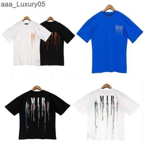 e Amari Amirl Amirlies Am Amis IMIRI Amiiri Mulheres Designer de luxo de luxo Am Tshirt y Marca de moda de verão Carta de fluido estampado de areia