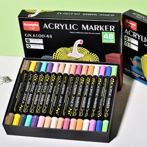 60 färger akrylfärgmarkörpennor extra fin och prickar tips för bergmålning mugg keramisk glas trä tyg canvas metall 231220