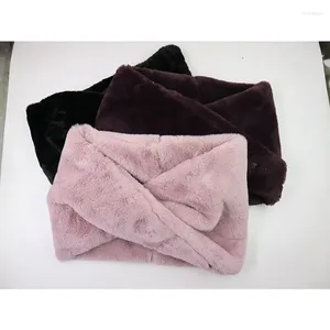 Berets etiqueta personalizada pele sintética lã pescoço aquecedor arco crochê lenço de cabeça inverno para mulheres