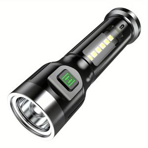 Mini lanterna recarregável USB com luz forte de longo alcance e brilho lateral da luz