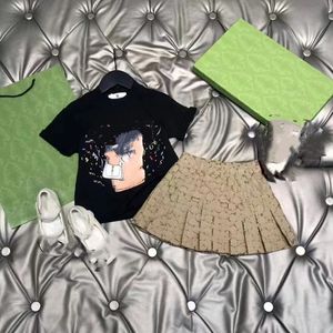 Conjuntos de roupas de grife de marca de luxo crianças camiseta saia moda meninas moda britânica verão tesouros infantis e meninas algodão 2-14 anos
