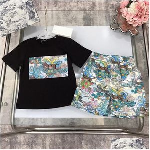 Kleidungssets 2022 Kinder Set Anzug Jungen Mädchen Kinder Kurzarm T-Shirt Kind Designer Clother Sport mit Buchstabe Tiger Flower Fore DH5RP