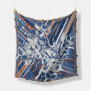 Scarves Scarves 53*53cm Design Belt Rope Print Silk Scarf 2024 Brand Square Woman Bandana Headband Hijab Foulard Neckerchief For Ladies