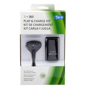 Ersättningsbatteri Pack Play Charge Cable Kit för Xbox 360 Trådlös styrenhet Xbox360 GamePad Charger Charging Data Cable Black 7798527