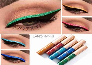 Langmanni Shimmer Glitter Eyes Liner Make Up Легко носить Водостойкий пигмент Красный Белый Золото Жидкая подводка для глаз Блестящий макияж2174535