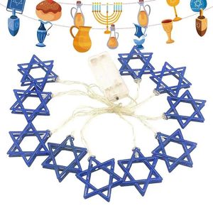 Strings Hanukkah okna światła gwiazda LED Decoration Decoration Bateria obsługiwana do sypialni kominkowej
