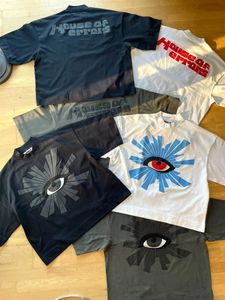 Oversize Puff Print T-shirt House Of Errors Eye Tee Männer Frauen High Street Vintage Schwarz Kurzarm Baumwolle Tops 231220
