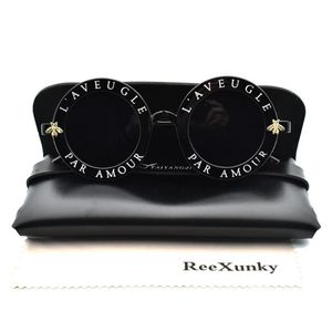 Güneş gözlüğü moda unisex yuvarlak retro kadınlar vintage gözlükler daire klasik arı mektubu güneş erkek tonları visor oculos topsunglasses313t