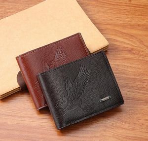 DHL100PCS WALLETS MEN PU EAGLE IMPRESSÃO DOIS DOLTAS DE CARTURA DE CRÉDITO DE CRÉDITO DE NEGÓCIOS DE ABERRA DOBRILHO