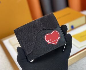 남성 디자이너 지갑 럭스 럭셔리 날씬한 짧은 지갑 꽃 ​​편지 Taurillon 카드 홀더 고품질 남자 패션 패치 워크 작은 클러치 가방 원본 상자