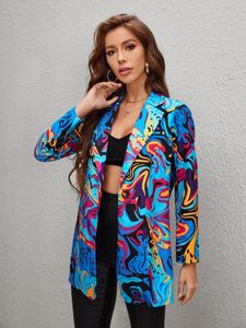 Herbst Modeposition bedruckte Damenjacke -Schichten Casual Slong Sleeve Slim Cropped Blazer 231220