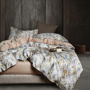 29color 46pcs豪華なエジプトの綿の寝具セットクイーンキングサイズ明るいフラミンゴ羽毛布団カバーベッドシートセットフィットシート231220