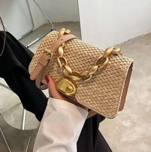 Women Designer Messenger Crossbody Bags Girls Beach Purse Shoulder Handbag Vintage Rattan Woven Straw Bag winter