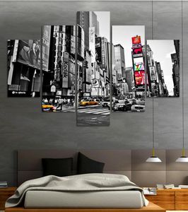 5 stycken Canvas Wall Art Print New York Lego City Målningsram Black and White Pictures Abstract For Living Room Home Decor9556654