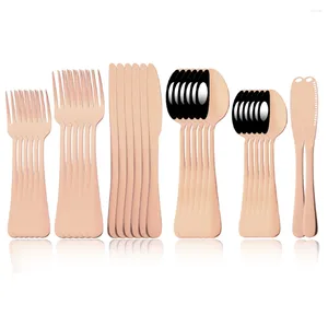 Dinnerware Sets 24/32Pcs Rose Western Tableware Cutlery Set Stainless Steel Spoon Fork Butter Knife Dinner Complete Home Flatware