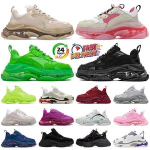 2024 Belencigas Triple S Balencaigas Shoes Clear Sole Sneakers Designer Casual Shoe Black White Grey Red Pink Outdoor Walking Platform Trainer Mens Womens Sneaker