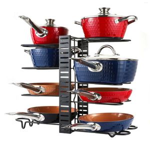 Kitchen Storage Multifunctional Rack Multi-Layer Iron Wire Pot Cover Organizer Home Simple Installation Vertical Tabletop Shelf