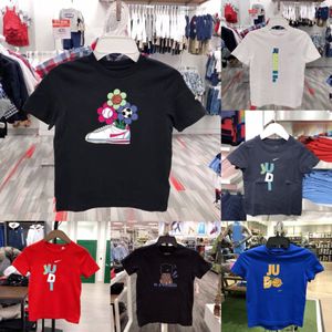 デザイナーキッズTシャツベビーブランドコットンTシャツ幼児ティープリント青年男の子の女の子レッドディープブルー白い白い白いカジュアルトップ3〜10年