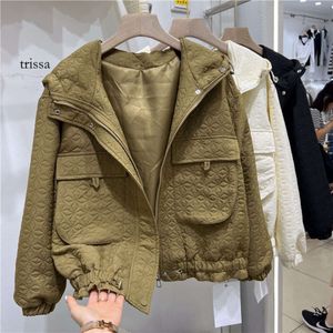 coat trapstar 2022 Winter New Niche Design with Three-dimensional Embossed Diamond Grid Casual Hooded Short Trench Coat for Women's Fashion
