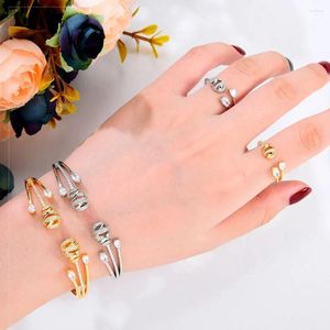 Halsbandörhängen set Missvikki Trendy Stapble Bangle Ring Mix Match för kvinnor full mikro kubik zirkonbröllop saudi arabiska