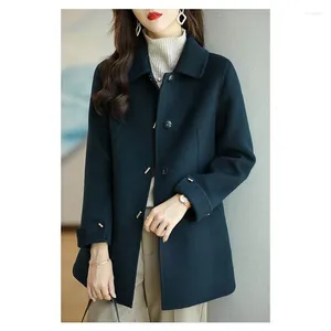 Kvinnors jackor 2023winter fashionwoolen coat Slim Fashion Office Lady Square Collar Single Breasted Winter Coats for Women 2023 Wide-Waiste