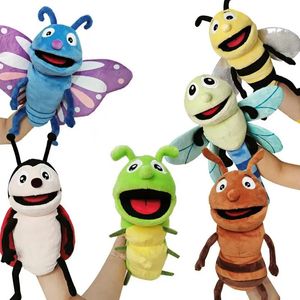 Fantoches de mão crianças brinquedos de pelúcia insetos animais joaninha boneca família storytelling roleplaying dedo 231220