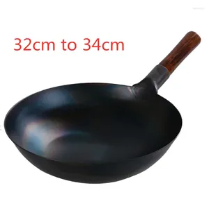 Padella in ghisa wok home manuale non rivestito padella antiaderente rotonda induzione a gas cottura a gas frittura cottura non stick