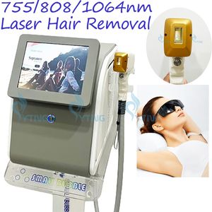 755NM 808NM 1064NM DIOD LASER EPILATOR BIKINI LASER Hårborttagning Depilator Laser Skin Rejuvenation Machine med 12 bar handtag