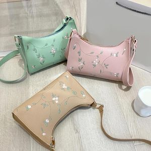 Borse da sera Borsa piccola in morbida pelle PU Borsa per ragazze Borsa da donna in pizzo sotto le ascelle Borsa floreale Cucitura Hobo 2023 Frizione femminile