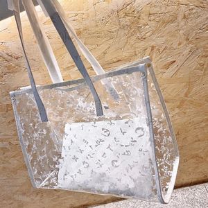 Large capacity High quality tote bag classic fashion transparent shopping bag woman beach jelly shoulder bag two-piece travel ess261v