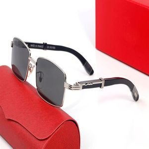 Rectangle Sunglasses For Women Metal and Wood Bamboo Frame Brand Design Sun glasses Mens Black Brown Clear Lens Come With Box eyeg253P