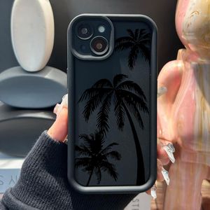 Summer Coconut Palm Pattern Cases for IPhone 15 14 Pro Max 13 12 11 Matte Hard Tree Back Cover Fundas Case 100pcs