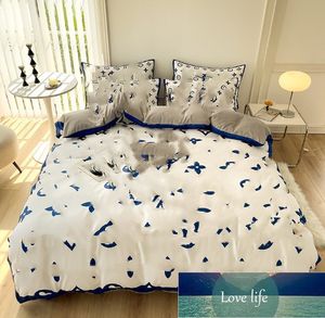 Simple Duvet Cover Cotton Brushed Three-Piece Set Pure Cotton Cartoon Wind Bare Sleeping Fitted Sheet Single Home Dormitory Wholesale