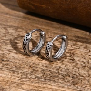 Stylish Hoop Earrings for Men, Waterproof 14K White Gold S Style Round Huggies for Boys Gifts Jewelry, brincos masculinos