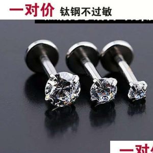 Charm Medical Titanium Steel Anti Allergic Internal Tooth Screws Hearts Eight Arrows Inlaid With Diamonds Zircon Small Ear Bone Nails Dhp4W