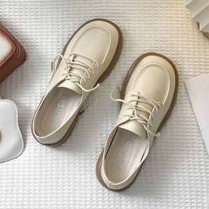 Dress Shoes White Leather Shoes Women Shoes English Style Soft Sole Single Shoes Autumn Vintage Oxford Shoes Student Shoes Size 40 231219