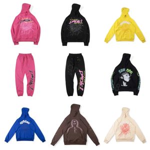 衣料品デザイナーメンズパーカーSP5DER Young Thug 555男性と女性のためのスパイダーパーカープリントWebグラフィックピンクスウェットシャツジャンパージャケット363