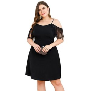 Kleider Plus Size Sommer Outfits Schulterfrei Fransen Quaste Club Party Prom Minikleid Vestidos De Fiesta Curvy Tallas Grandes