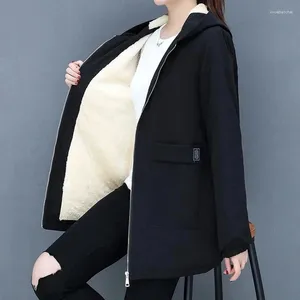 Giubbotti da donna Giacca a vento da donna 2023 Giacca in pile autunnale Casual Cappotto invernale con cappuccio Tasca con cerniera Cappotto di base femminile 4XL