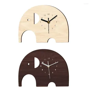 Wall Clocks Elephant Wood Clock For Creative Animal Office Dormitory Decoration Birthday Gif