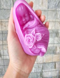 Baby Silicone Mold Rose Baby Soap Molds Gypsum Chocolate Candle Mold Clay Resin Fondant Mould Flower TS0075 PRZY Silicone 2102251990241