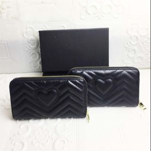 Women wallet black Zig Zag wallets Credit card holder leather long zipper marmont Coin purse Fashion love clutch wallets273t