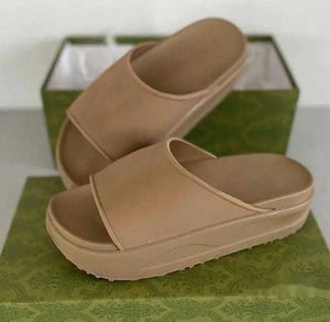 fashion designer men platform sandal rubber slide anti-slip leather women dress wedges beach slipper