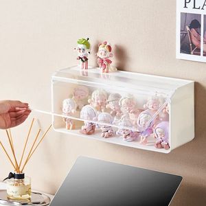 Lång väggmonterad handhållen förvaringslåda byggstenar Chidren Toy Doll Organizer Rack Akryl Transparent Display Holder 231221